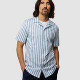 Bowling Short Sleeve Shirt Bold Stripes Light Blue