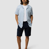 Bowling Short Sleeve Shirt Bold Stripes Light Blue