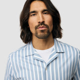 Bowling Short Sleeve Shirt Bold Stripes Light Blue