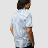 Bowling Short Sleeve Shirt Bold Stripes Light Blue