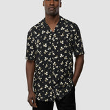 Breeze Bowling Short Sleeve Shirt Black Flowers