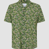 Breeze Bowling Short Sleeve Shirt Green Paisley