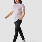 Classic Short-Sleeved Twill Shirt Mahogany Stripes
