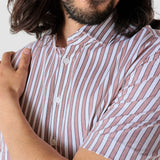 Classic Short-Sleeved Twill Shirt Mahogany Stripes