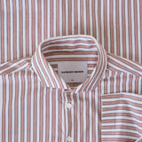 Classic Short-Sleeved Twill Shirt Mahogany Stripes