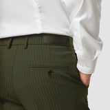 Essential Suit Pants Slim Moss Green Pinstripe