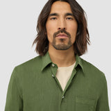Refined Linen Long Sleeve Shirt Clover Green