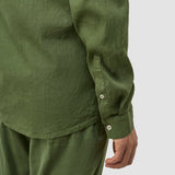 Refined Linen Long Sleeve Shirt Clover Green