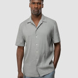 Refined Linen Bowling Short Sleeve Shirt Stone Grey