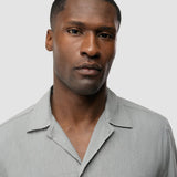Refined Linen Bowling Short Sleeve Shirt Stone Grey