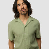 Refined Linen Bowling Short Sleeve Shirt Tea