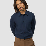 Seersucker Casual Shirt Dark Navy