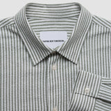 Seersucker Casual Shirt Green Stripes