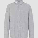 Seersucker Casual Shirt Navy Stripes
