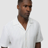 Seersucker Short Sleeve Shirt Blue Stripes