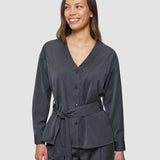 Women's Skye Belted Overshirt Charcoal Melange