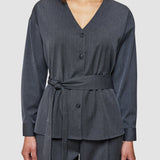 Women's Skye Belted Overshirt Charcoal Melange