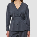 Women's Skye Belted Overshirt Charcoal Melange