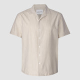 Tech Linen Bowling Short Sleeve Shirt Sandshell Stripe
