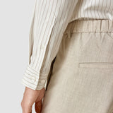 Tech Linen Casual Shirt Tan Pinstripe