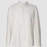 Tech Linen Casual Shirt Tan Pinstripe