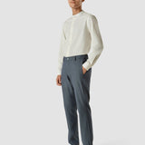 Tech Linen Mandarin Long Sleeve Shirt White