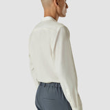 Tech Linen Mandarin Long Sleeve Shirt White