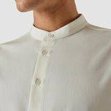 Tech Linen Mandarin Long Sleeve Shirt White