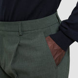 Tech Wool Suit Pants Relaxed Fit Green Night