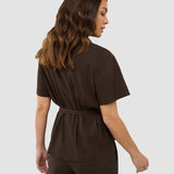 Women's Linen Shirt Short Sleeved Espresso