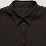 Women's Linen Shirt Short Sleeved Espresso