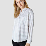 Oversized Long Sleeve Shirt Halo Stripes Latte