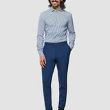 Classic Shirt Marine Herringbone Regular