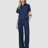 Women Linen Shirt Short Sleeved Night Sky