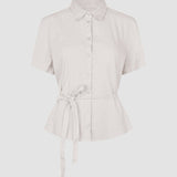 Women's Linen Shirt Short Sleeved Sandy Beige