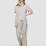 Women's Linen Shirt Short Sleeved Sandy Beige