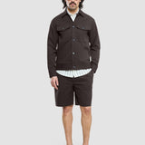 Refine Cotton Shirt Jacket Dark Brown