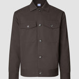 Refine Cotton Shirt Jacket Dark Brown