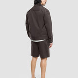 Refine Cotton Shirt Jacket Dark Brown