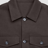 Refine Cotton Shirt Jacket Dark Brown
