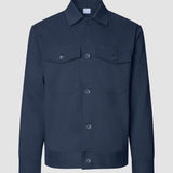 Refine Cotton Shirt Jacket Navy