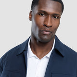 Refine Cotton Shirt Jacket Navy