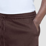 Refined Linen Pants Dark Brown