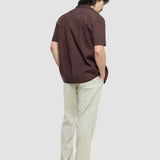 Refined Linen Bowling Short Sleeve Shirt Dark Brown