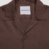 Refined Linen Bowling Short Sleeve Shirt Dark Brown