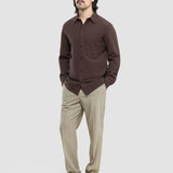 Seersucker Casual Shirt Dark Brown