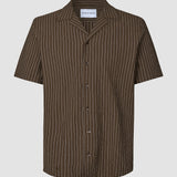 Seersucker Short Sleeve Shirt Cocoa Pinstripes