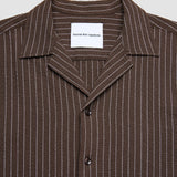 Seersucker Short Sleeve Shirt Cocoa Pinstripes
