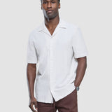 Seersucker Short Sleeve Shirt Cream Stripes
