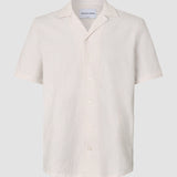 Seersucker Short Sleeve Shirt Cream Stripes